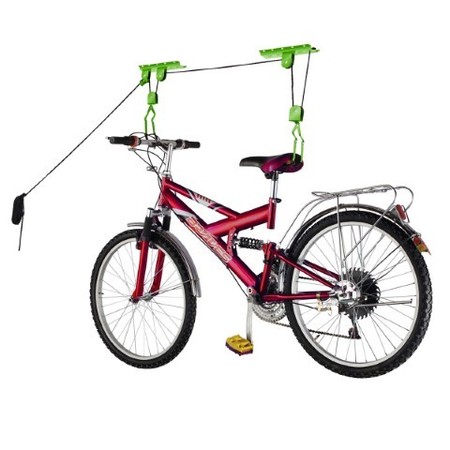 LEISURE SPORTS Set of 2 Leisure Sports Bike Storage Hoists, Pulley and Strap System to Lift Bicycles, Ladders, Green 905839JMQ